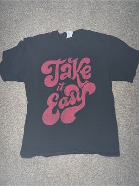 Take It Easy Graphic Tee - Black with Red Print